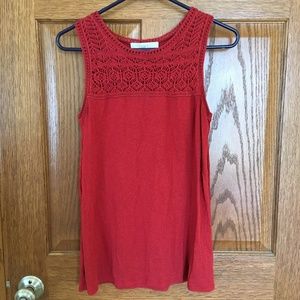 LOFT sleeveless blouse top maroon M crocheted